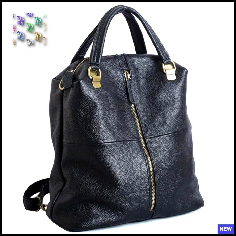 Genuine Leather Backpack Purse Crossbody Shoulder Bag Adjustable Straps Travel